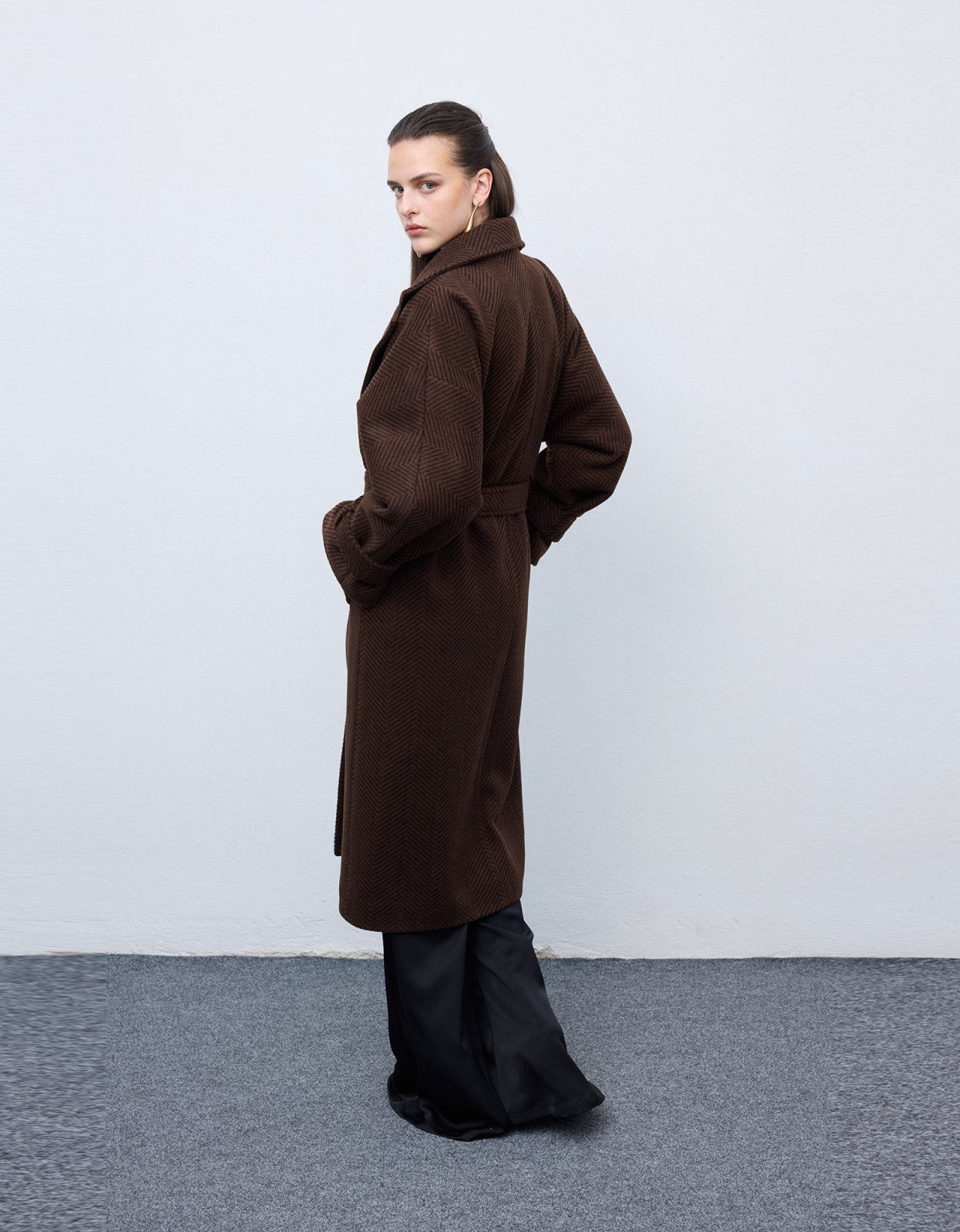 Ciel Concept Brown black stripped coat