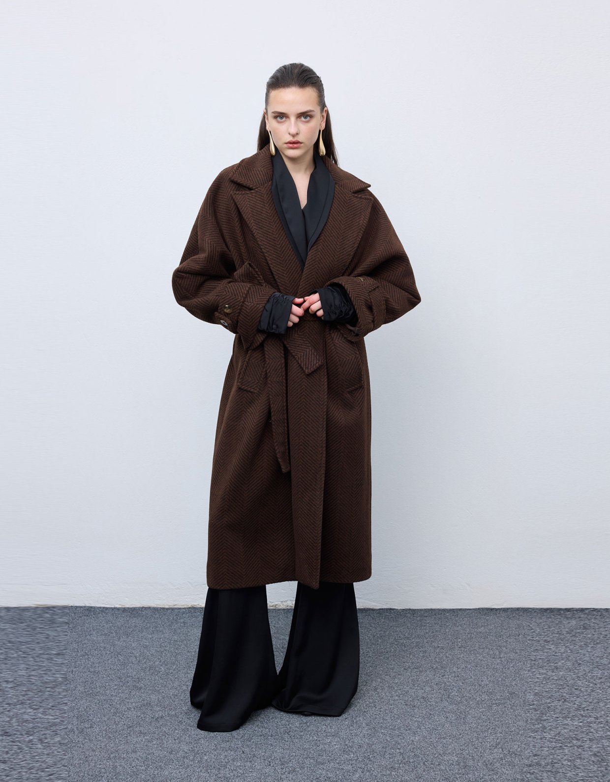 Ciel Concept Brown black stripped coat