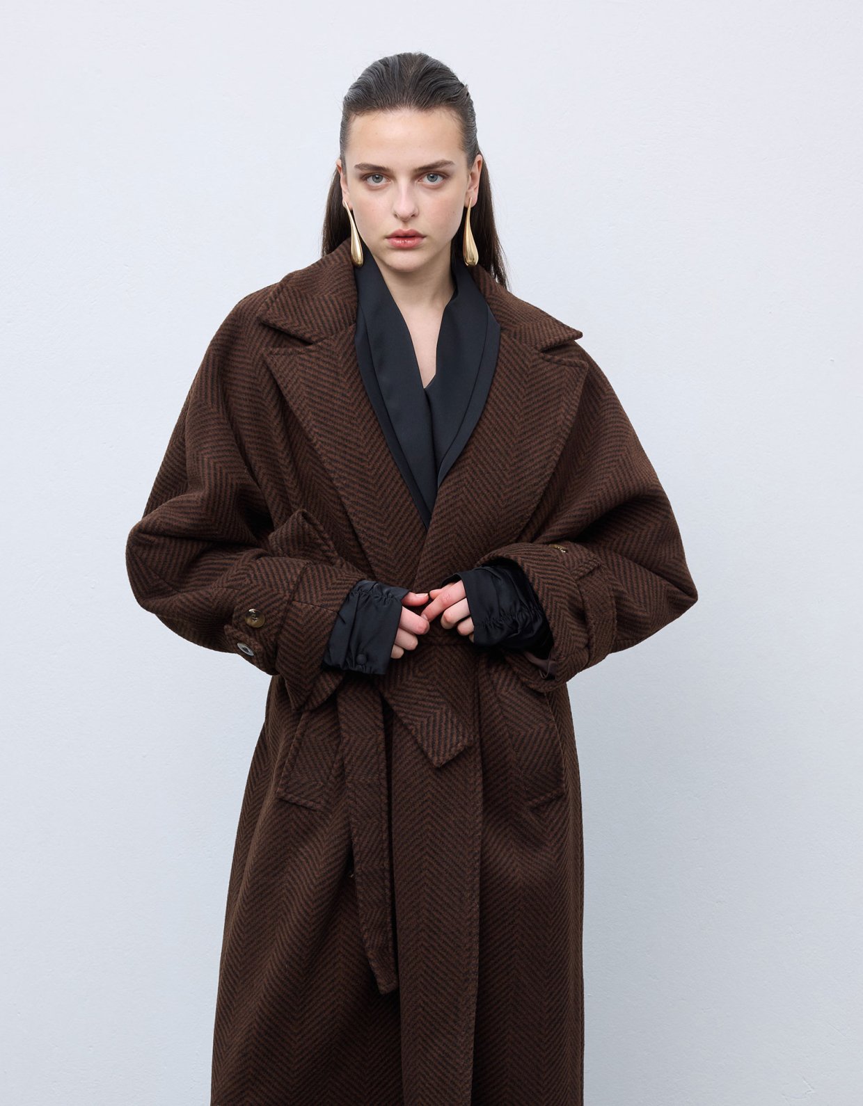 Ciel Concept Brown black stripped coat