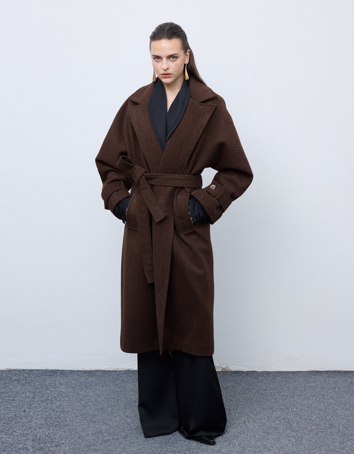 Ciel Concept Brown black stripped coat