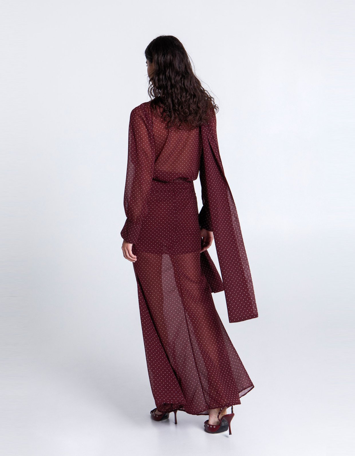Eveleya Burgundy polka dots shirt