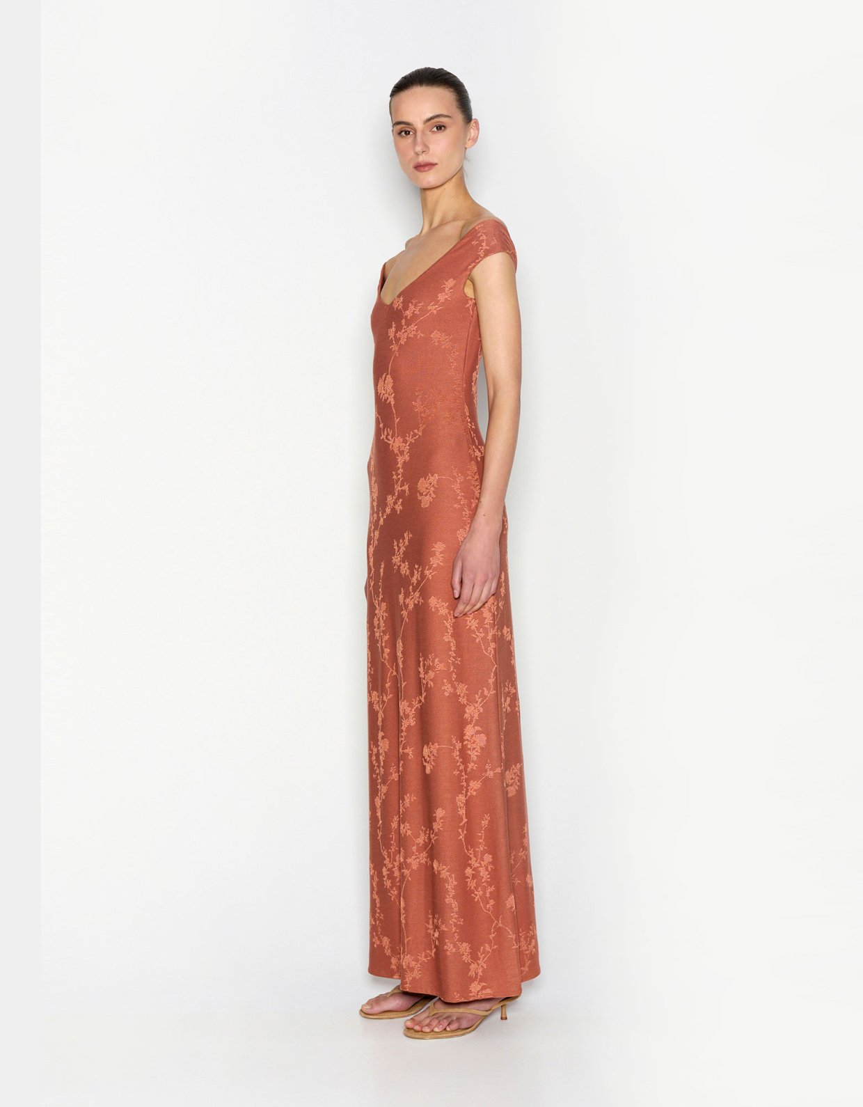 Nadia Rapti Cactus long dress teracotta