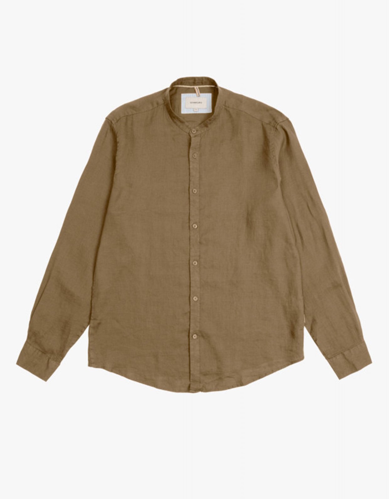 Gianni Lupo Mao collar linen shirt camel