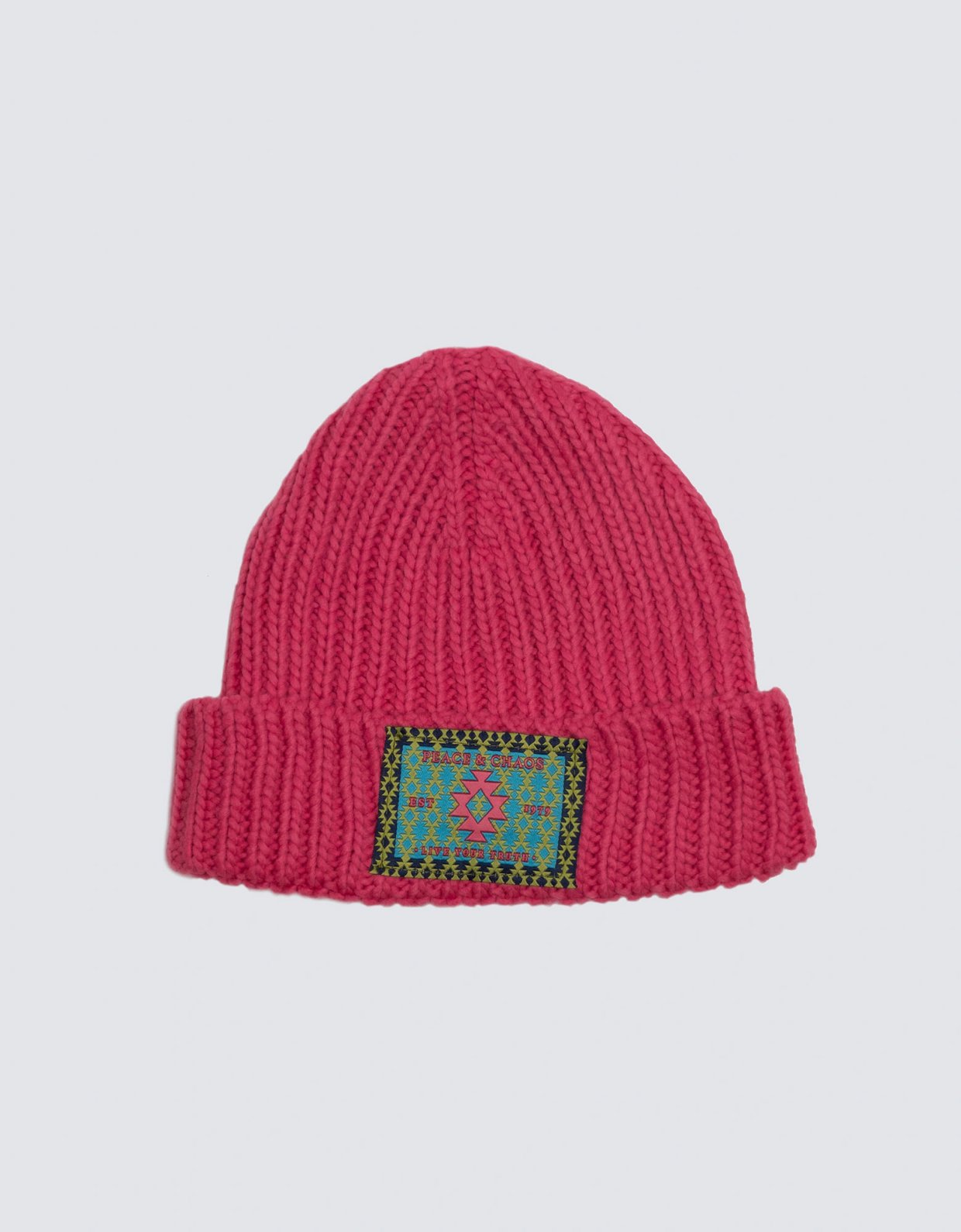 Peace and Chaos Candyfloss knit beanie fuchsia