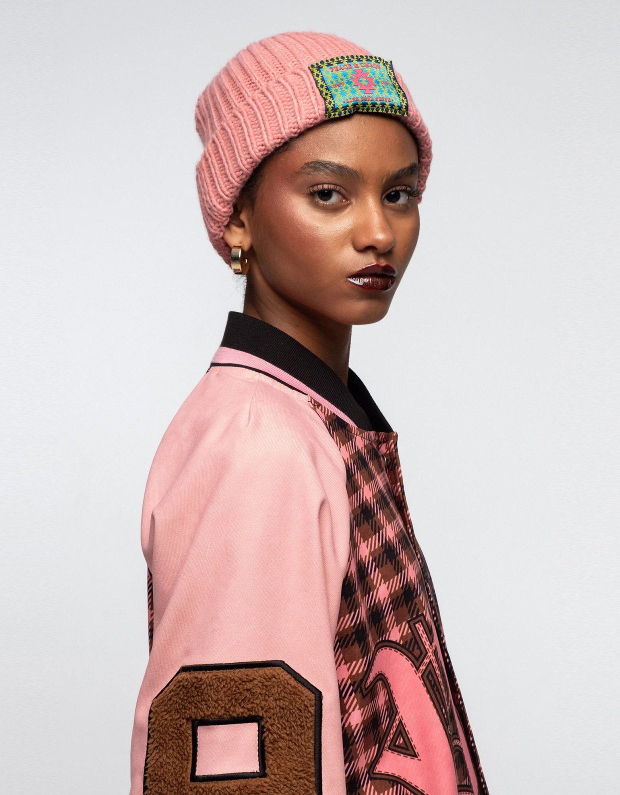 Peace and Chaos Candyfloss knit beanie pink