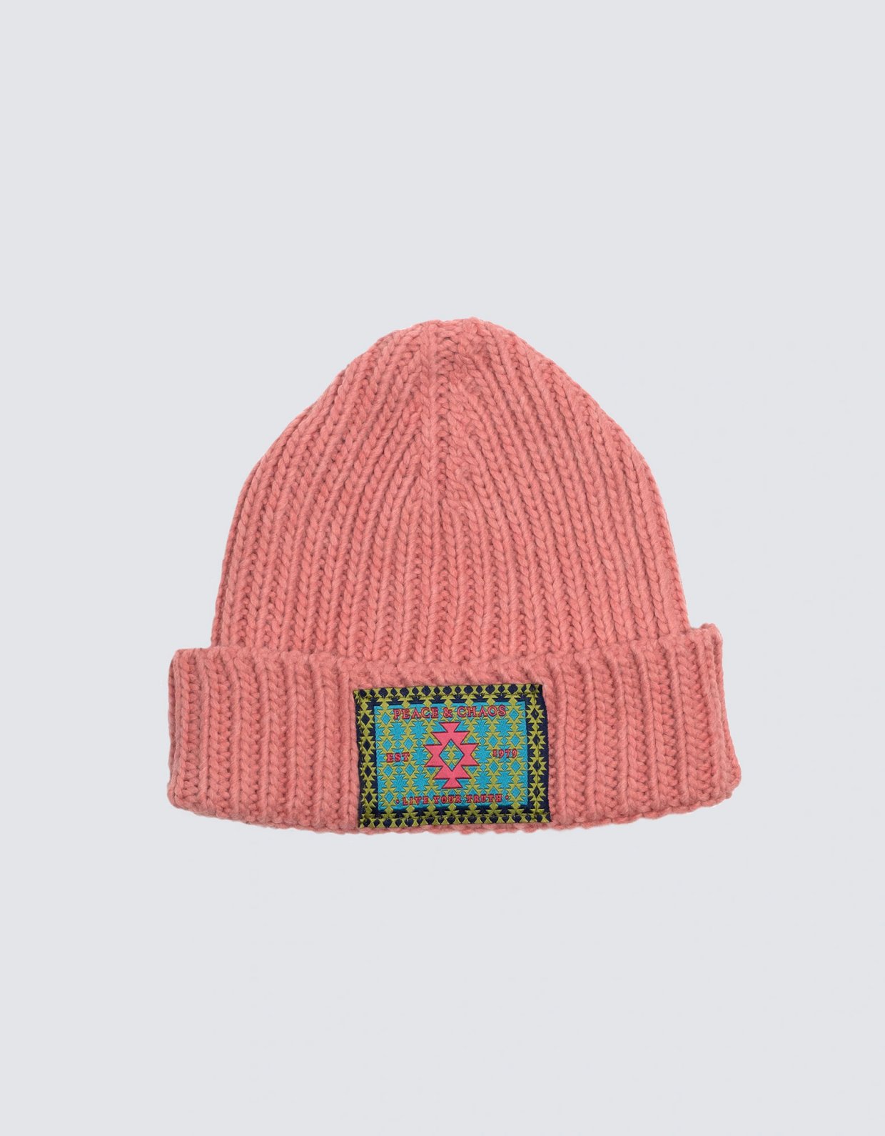 Peace and Chaos Candyfloss knit beanie pink