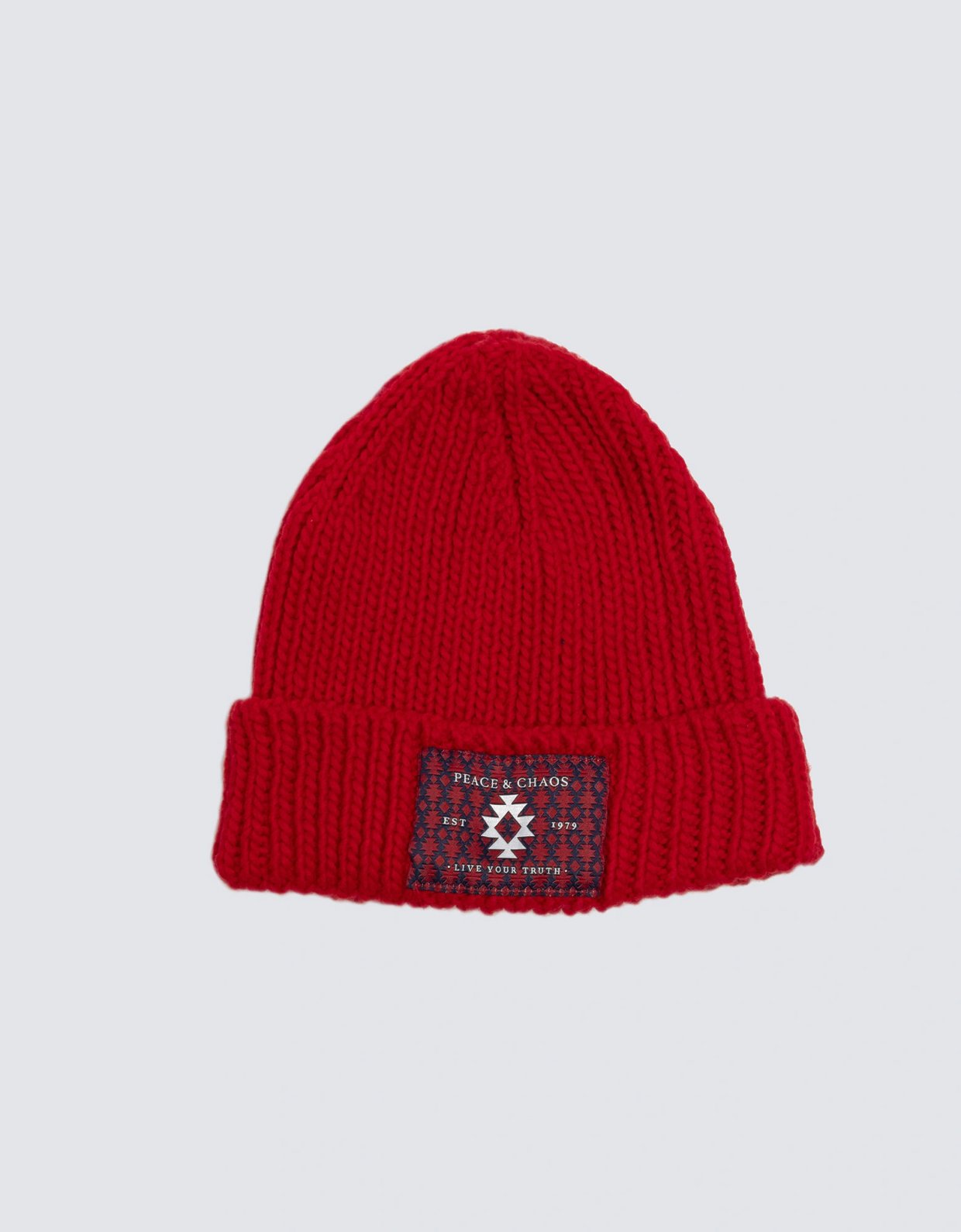 Peace and Chaos Candyfloss knit beanie red