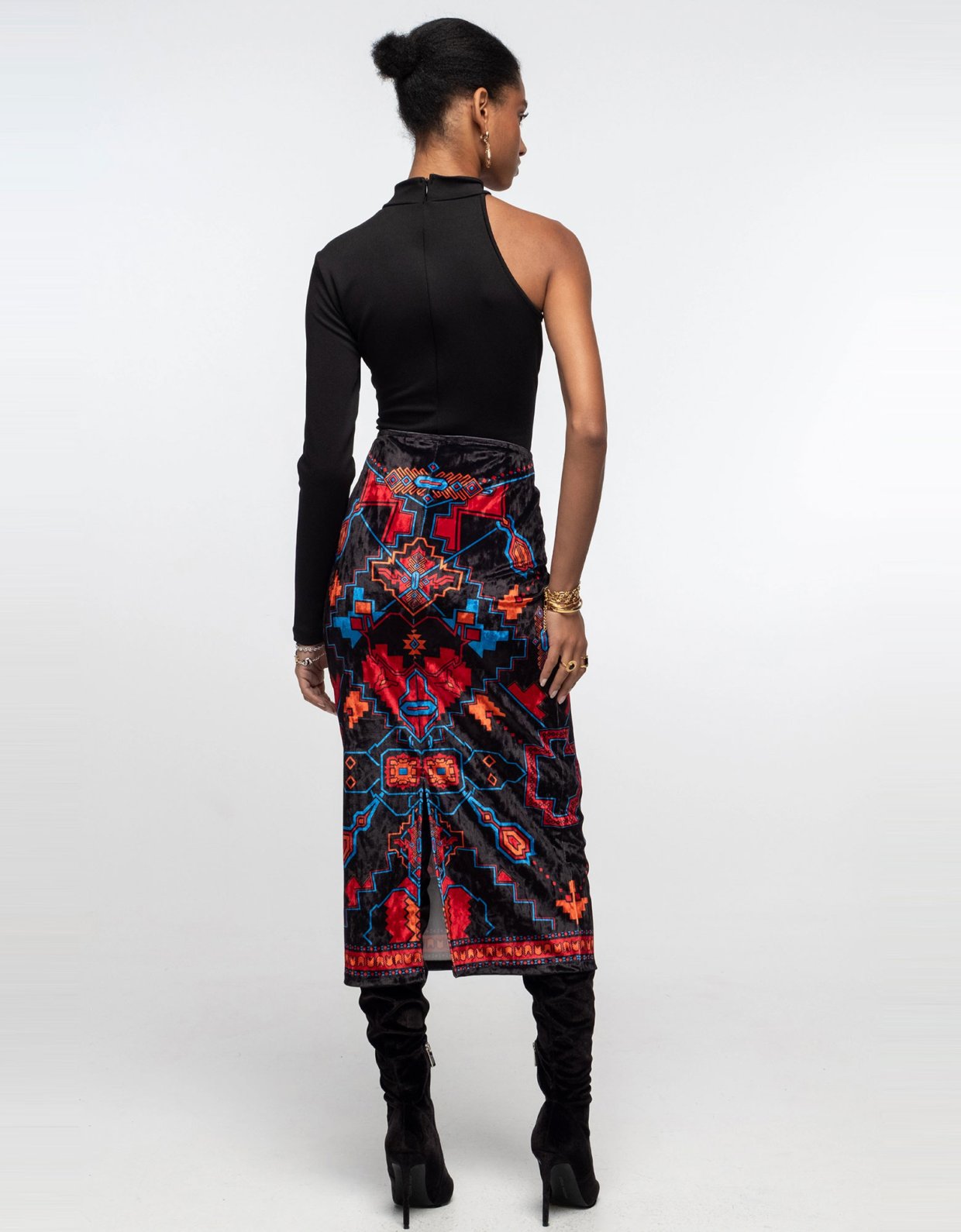 Peace and Chaos Chronicle midi velvet skirt