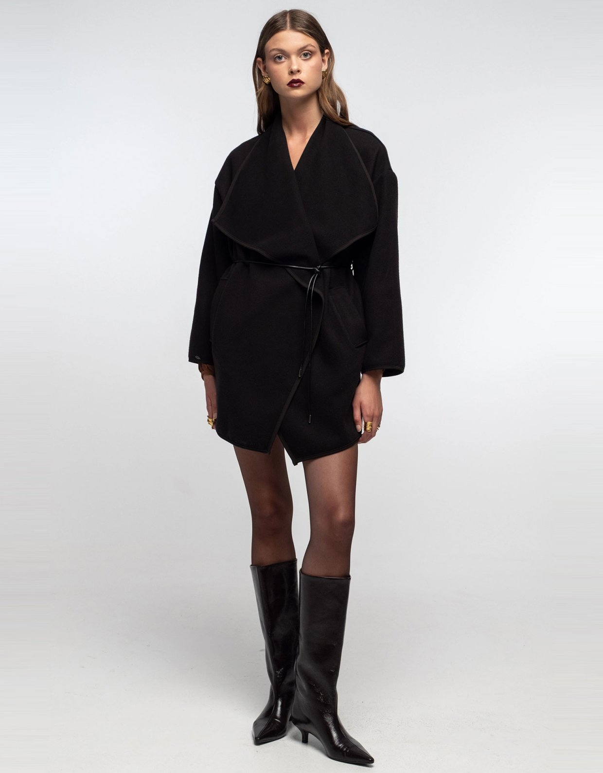 Peace and Chaos Cocooned wrap coat black