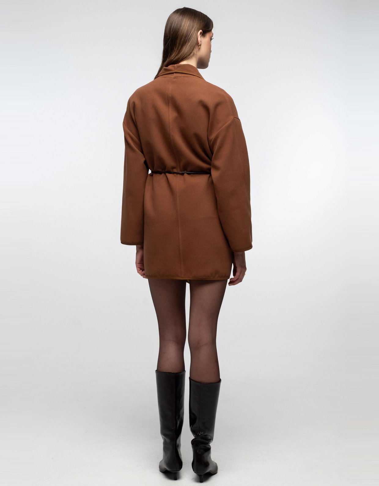 Peace and Chaos Cocooned wrap coat brown