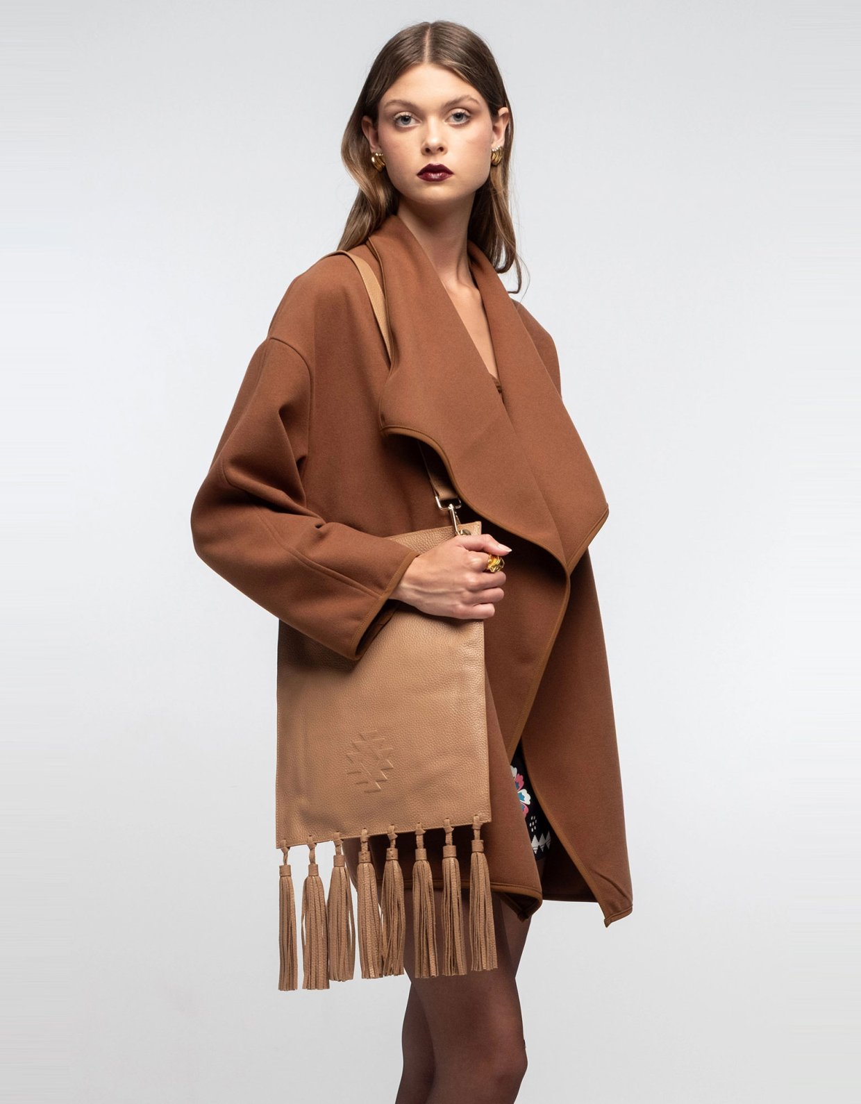 Peace and Chaos Cocooned wrap coat brown