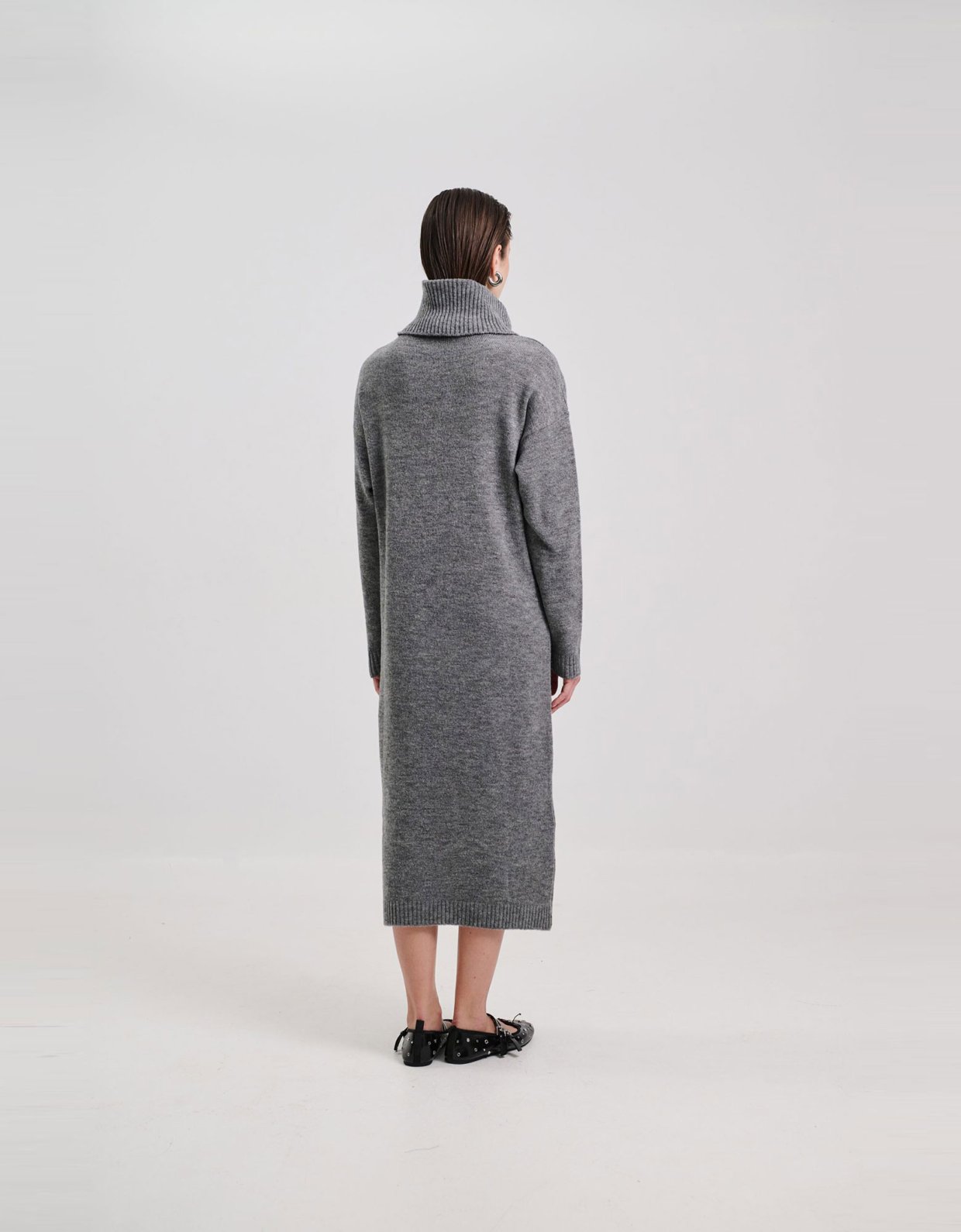 Combos Knitwear Maxi turtleneck grey dress