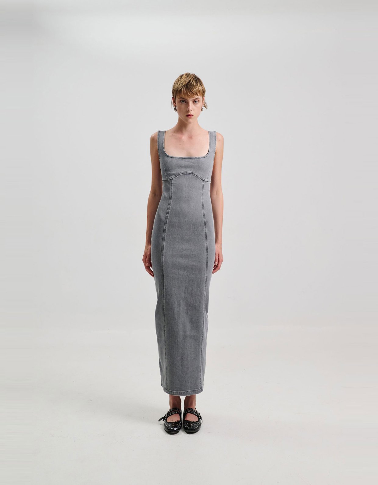 Combos Knitwear Denim maxi dress