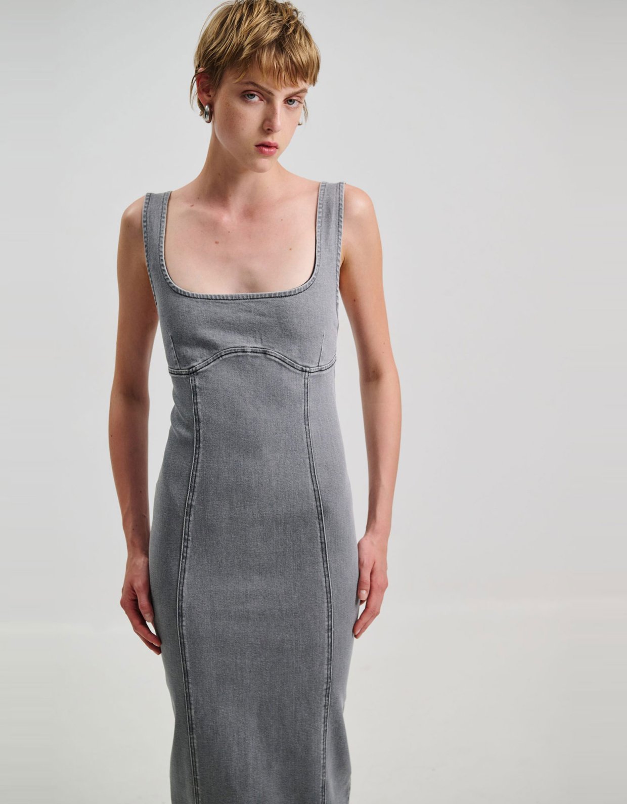 Combos Knitwear Denim maxi dress