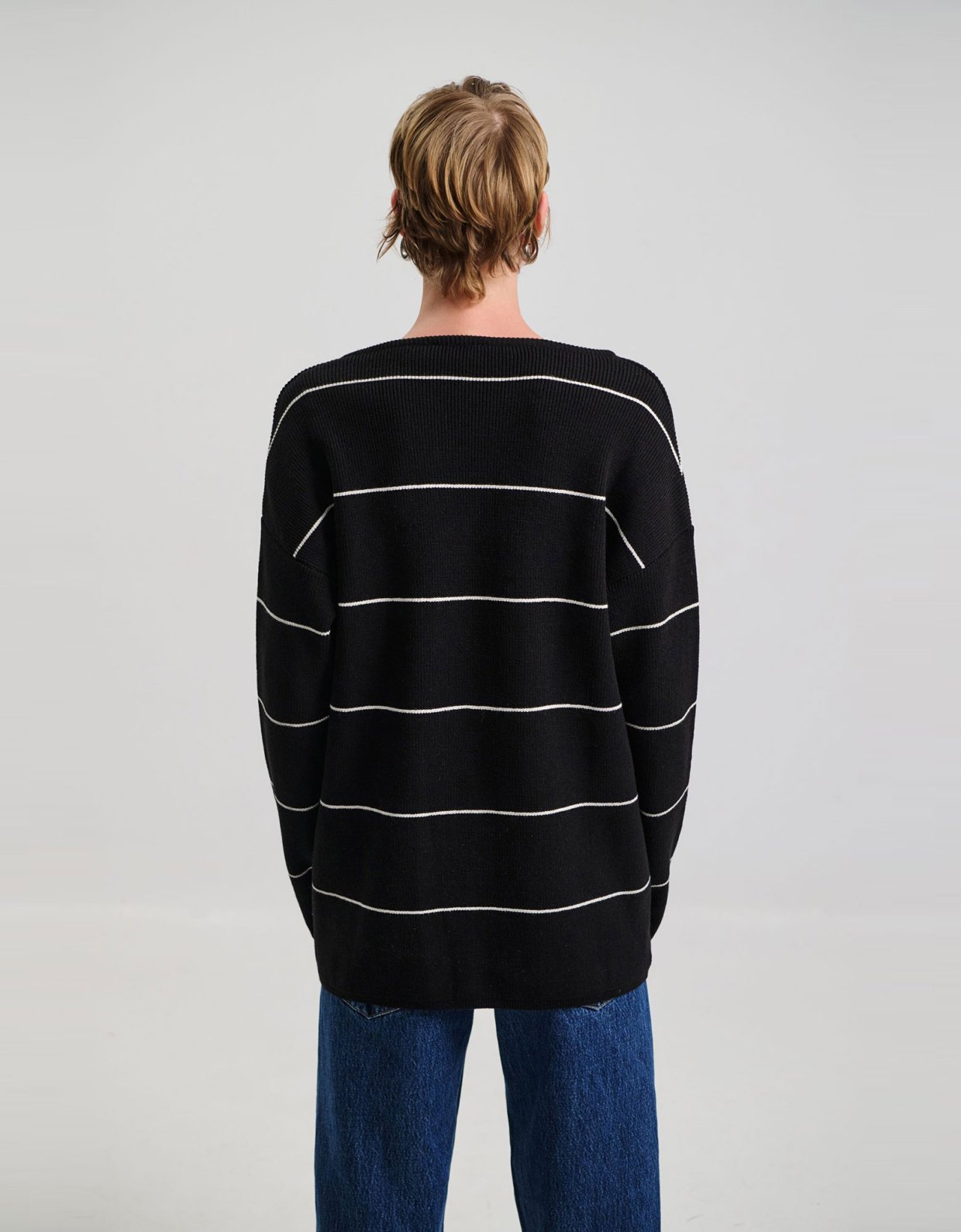 Combos Knitwear Blouse V stripe