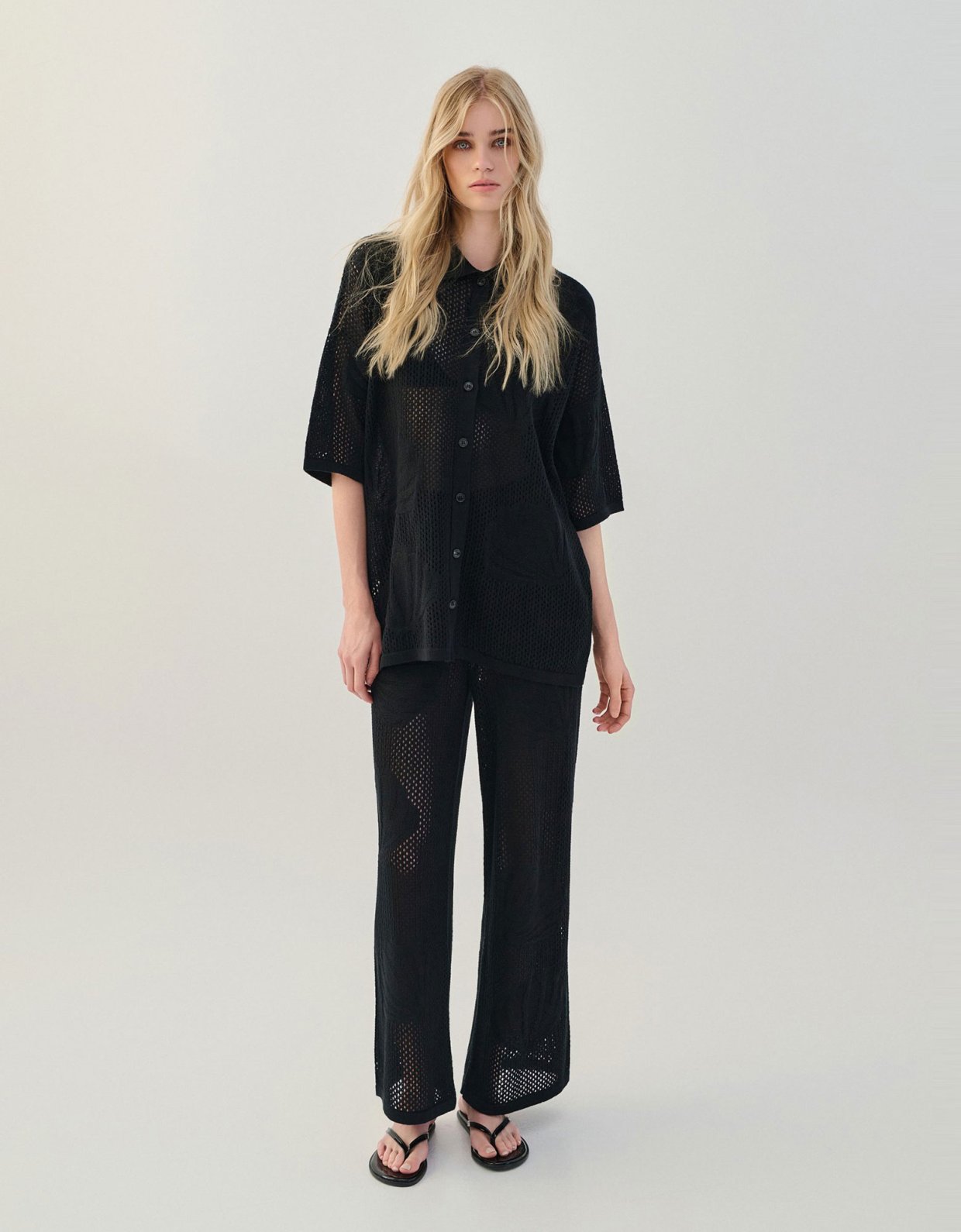 Combos Knitwear Polo cardigan shell black