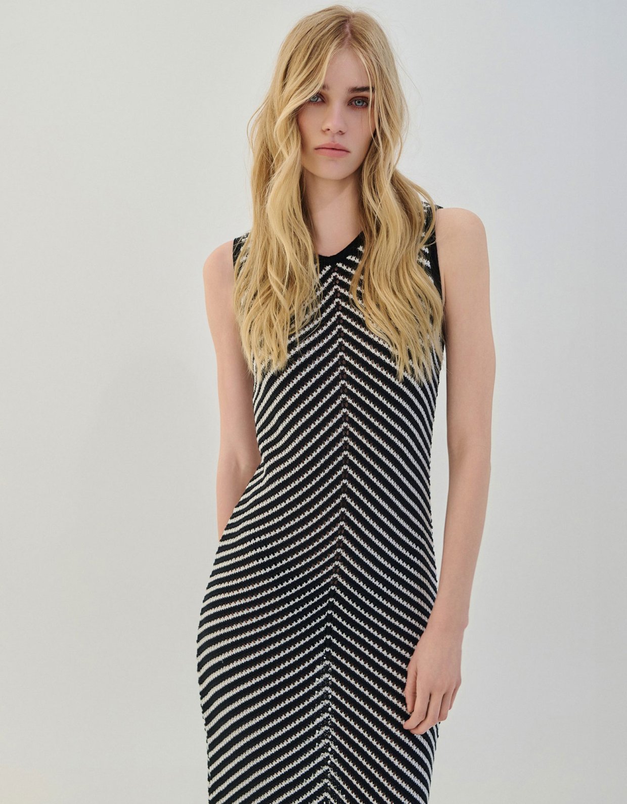 Combos Knitwear Two tone maxi knit dress black