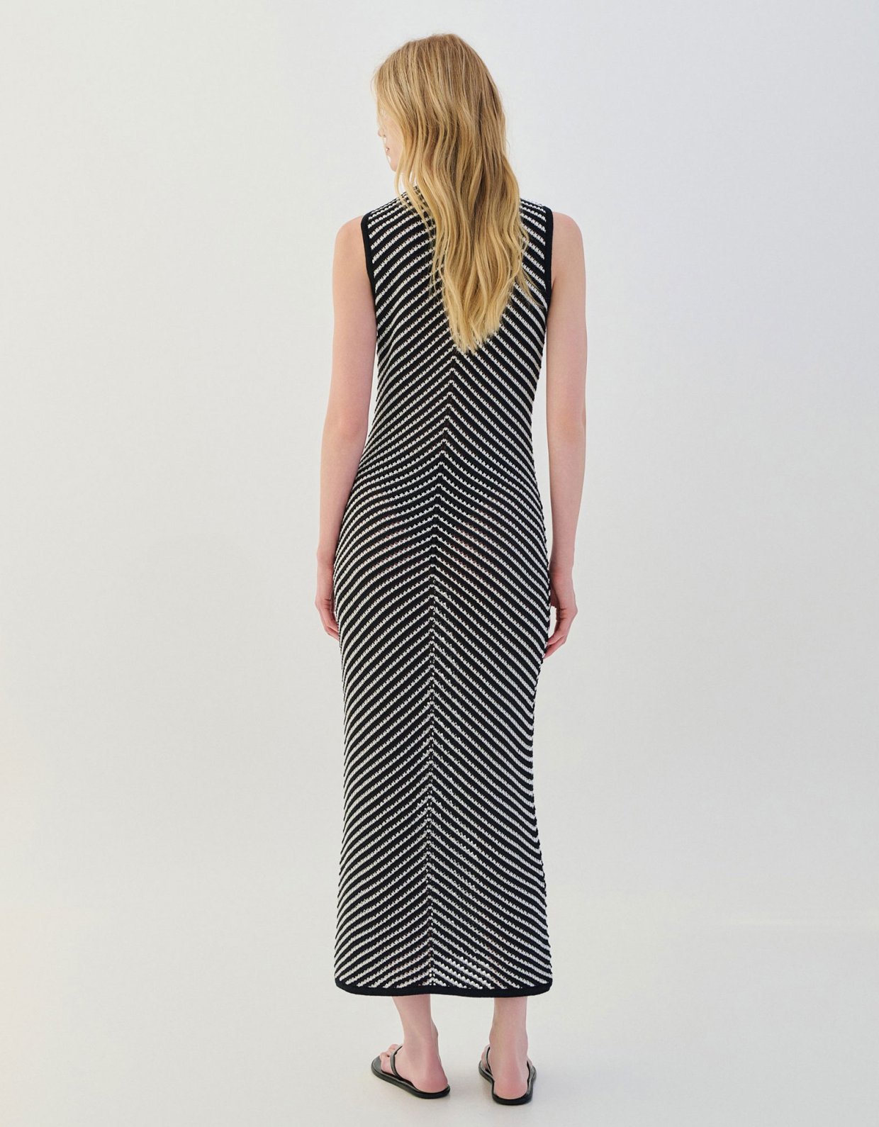 Combos Knitwear Two tone maxi knit dress black