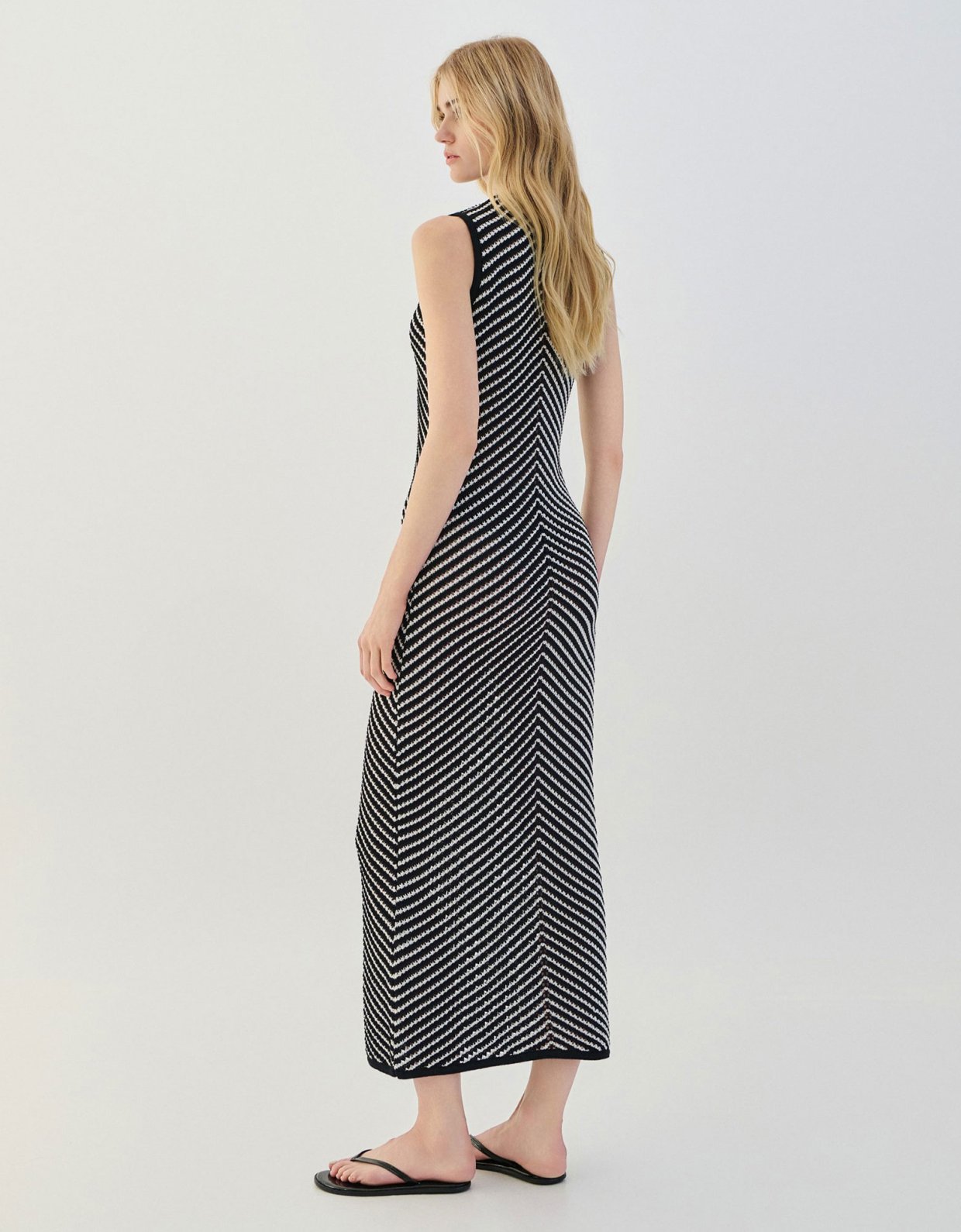 Combos Knitwear Two tone maxi knit dress black