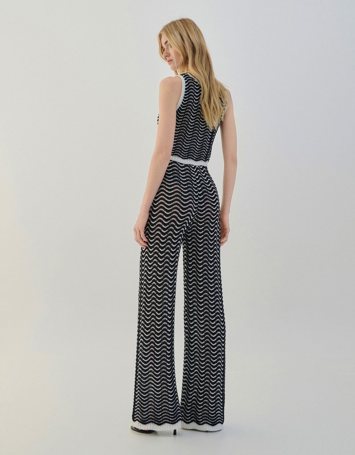 Combos Knitwear Two tone knit pants black