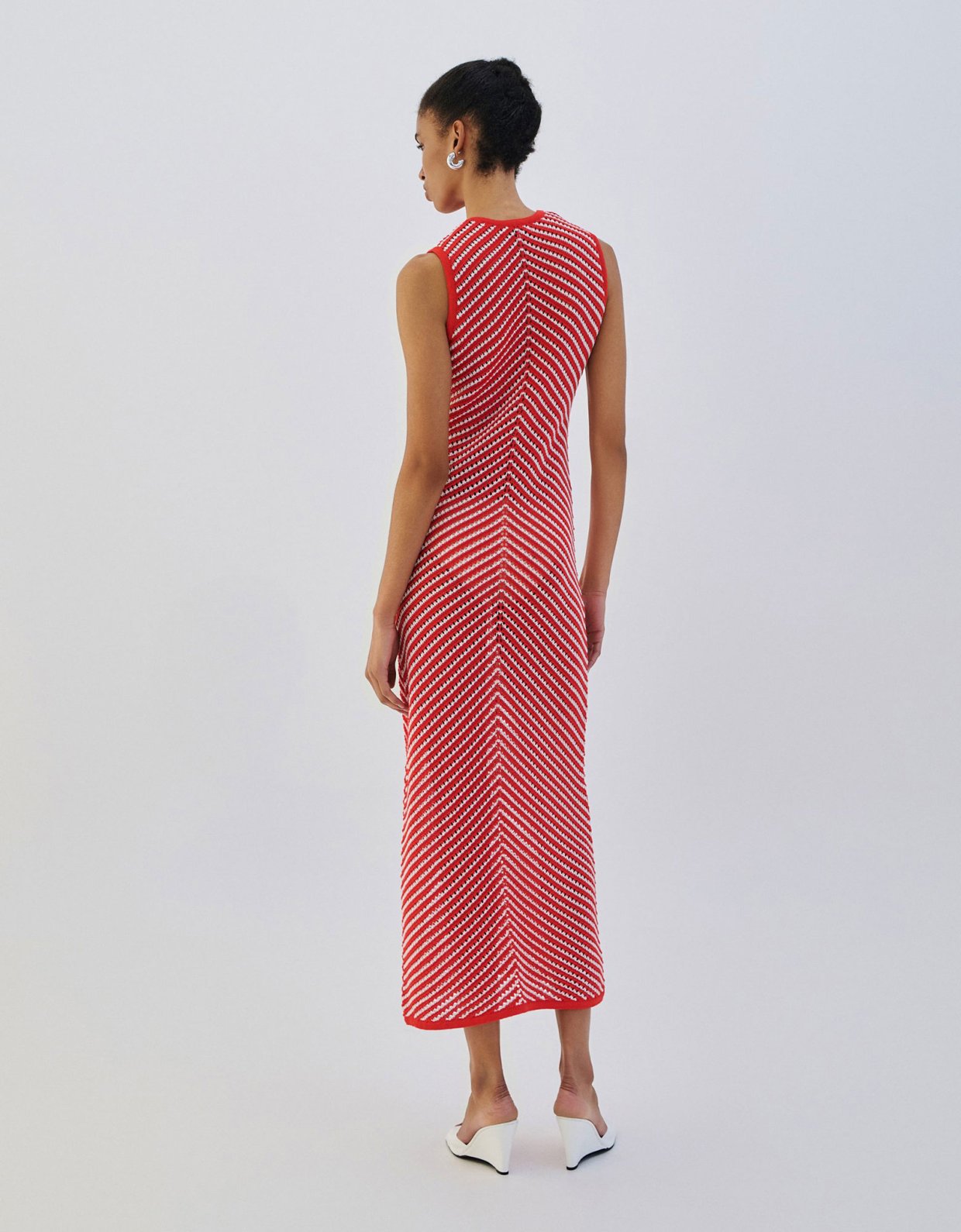 Combos Knitwear Two tone maxi knit dress coral