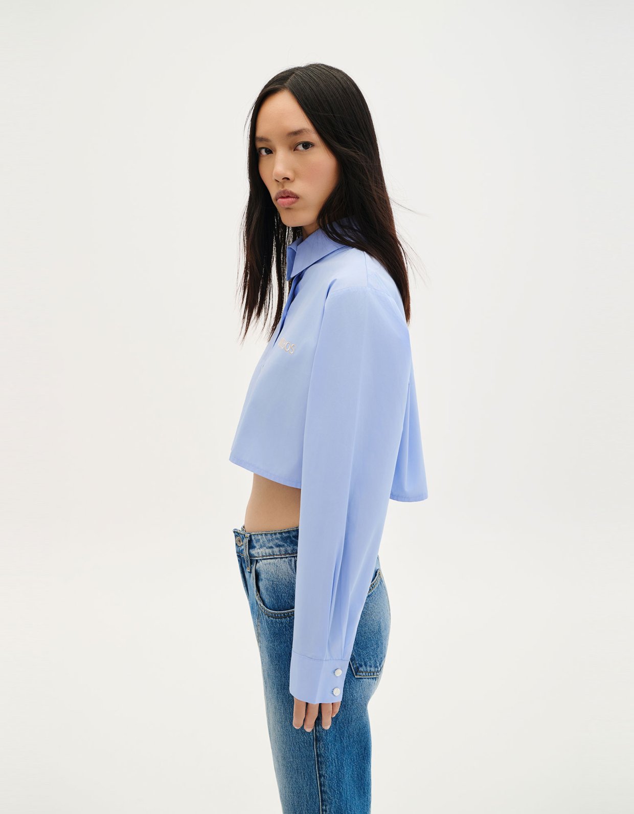 Combos Knitwear Crop shirt light blue