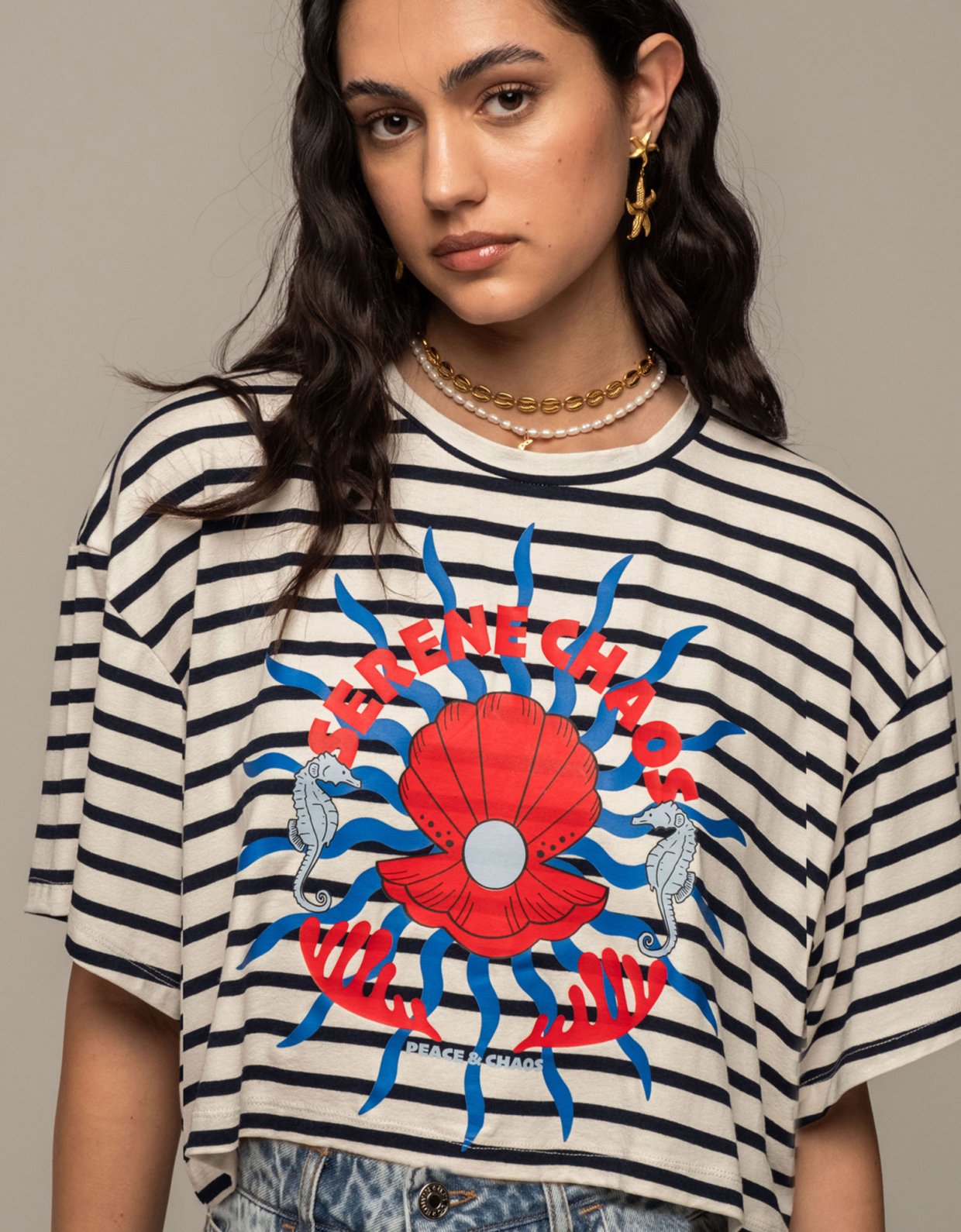 Peace and Chaos Cruise crop t-shirt