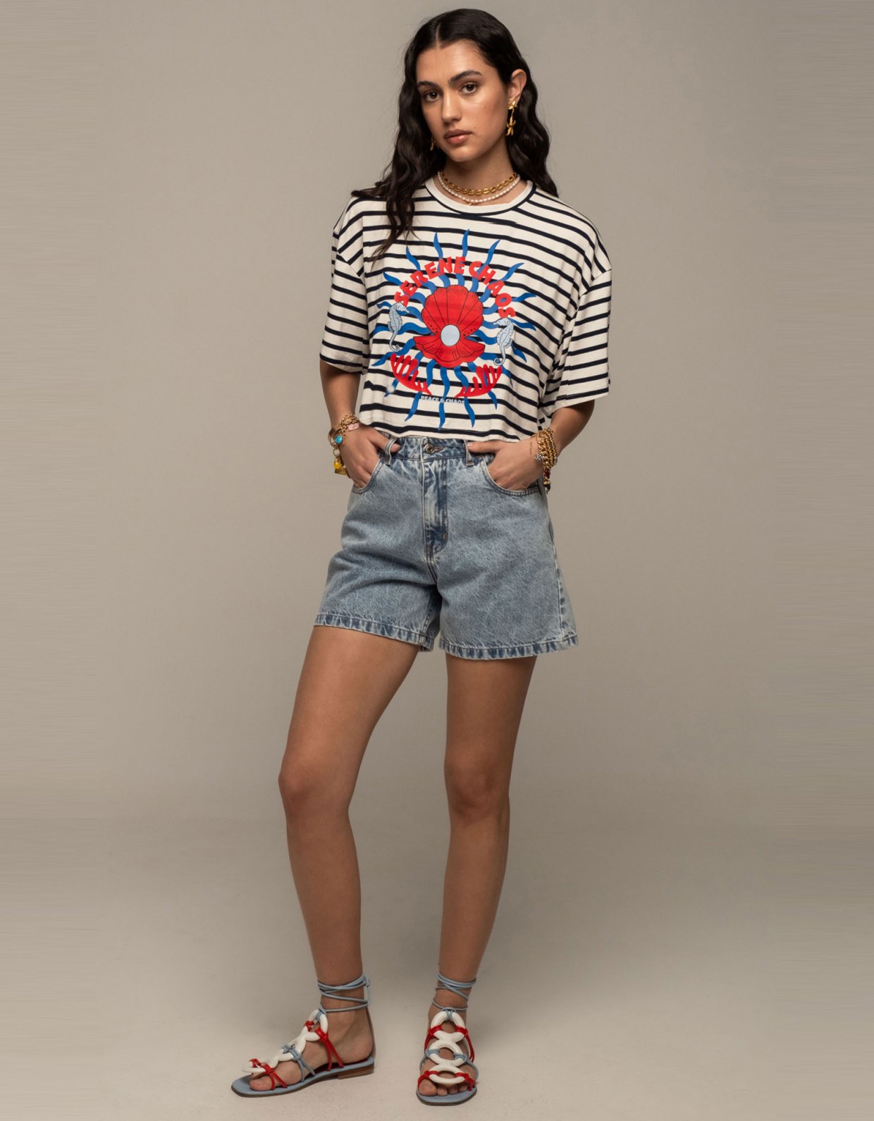 Peace and Chaos Cruise crop t-shirt