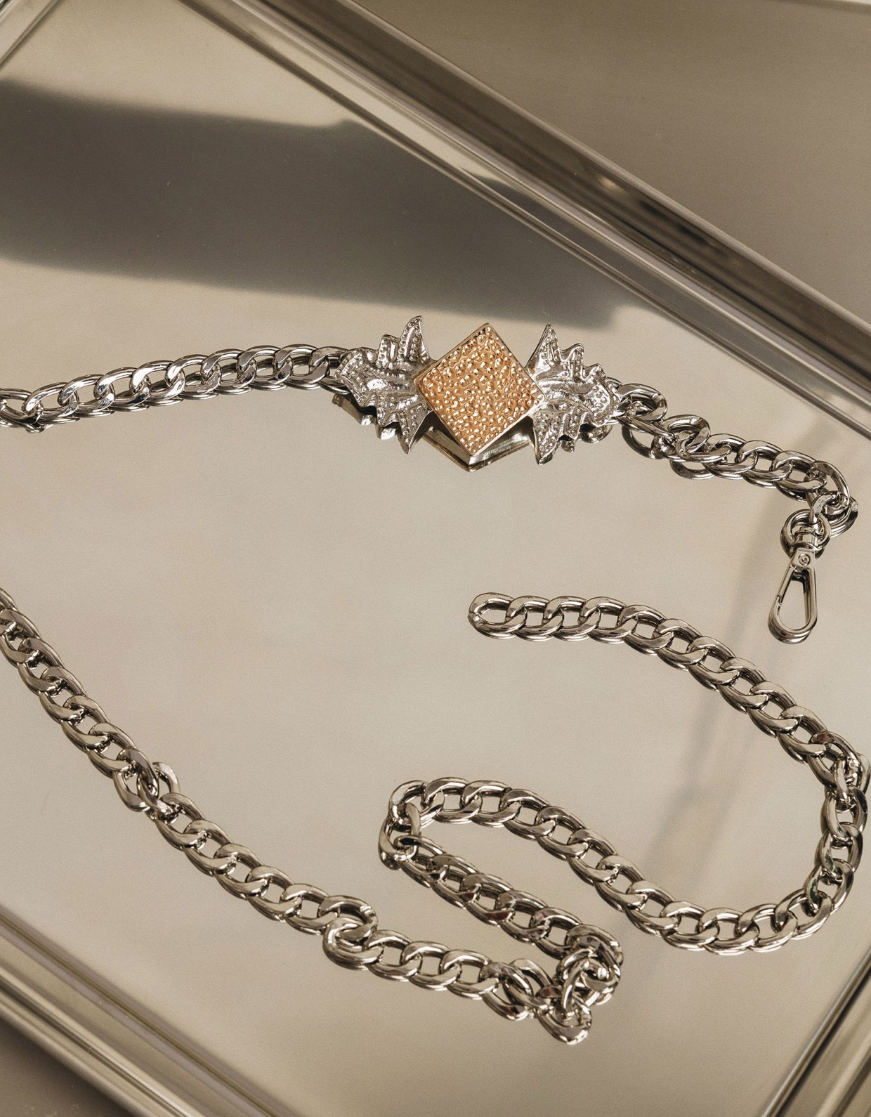 Individual Art Leather Crystal chain belt nickel