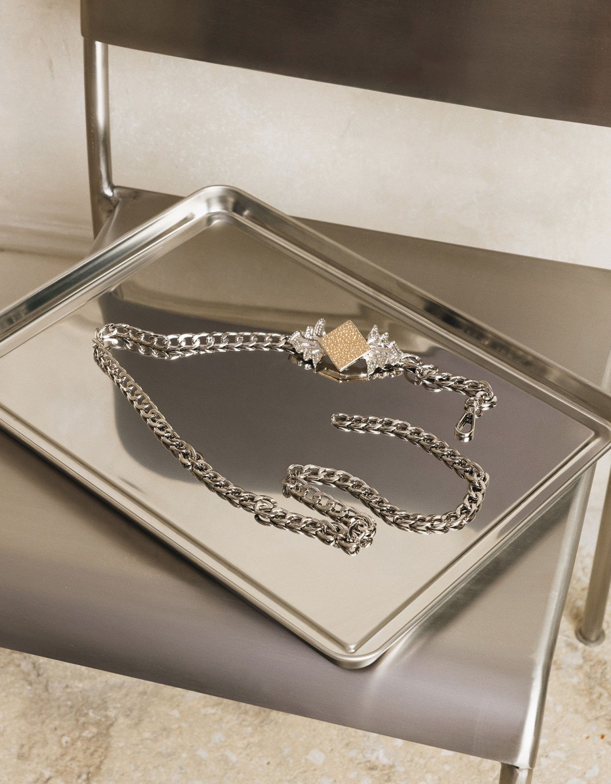 Individual Art Leather Crystal chain belt nickel