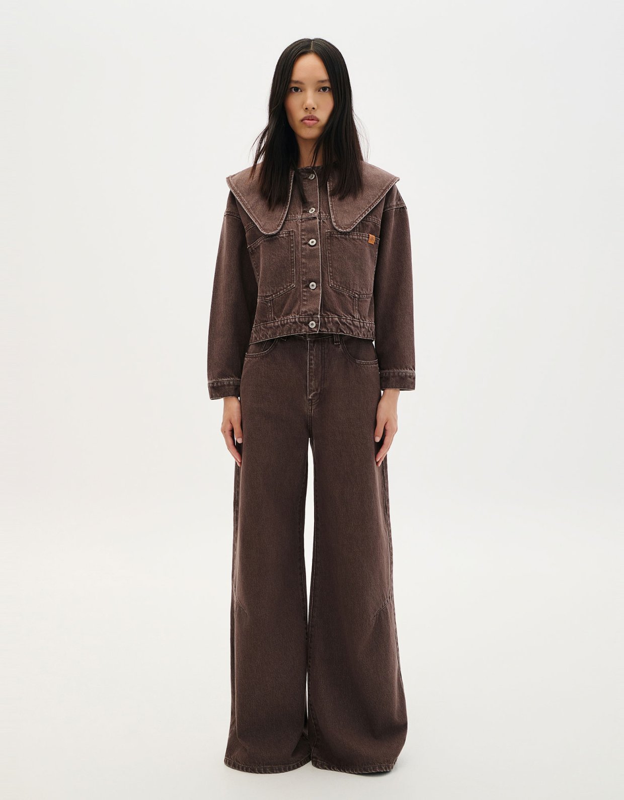 Combos Knitwear Denim bell pants brown