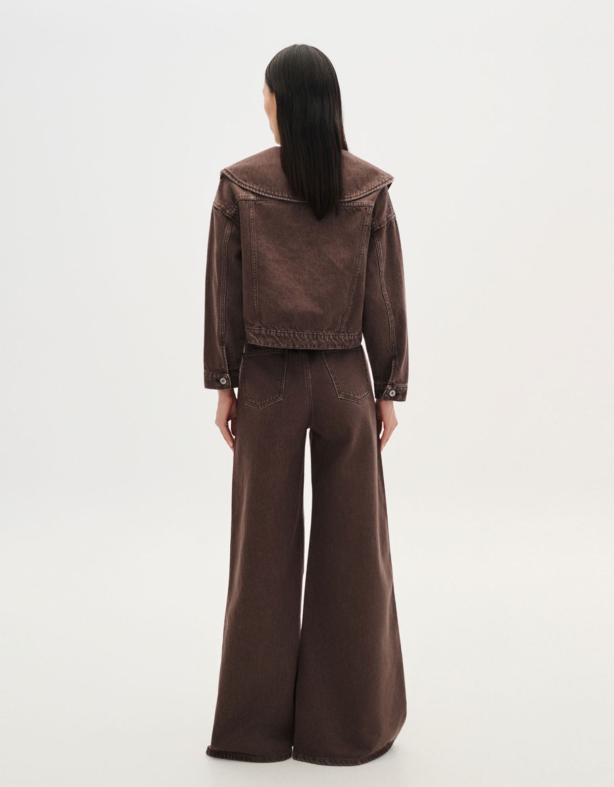 Combos Knitwear Denim bell pants brown