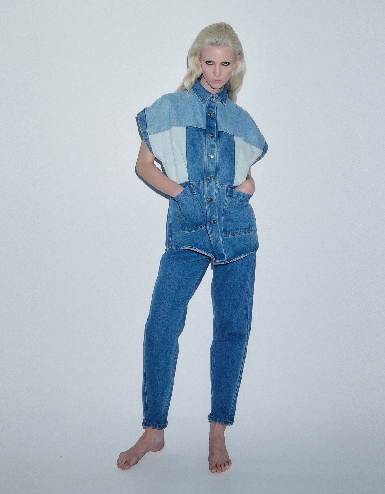 Combos Knitwear Denim gillet