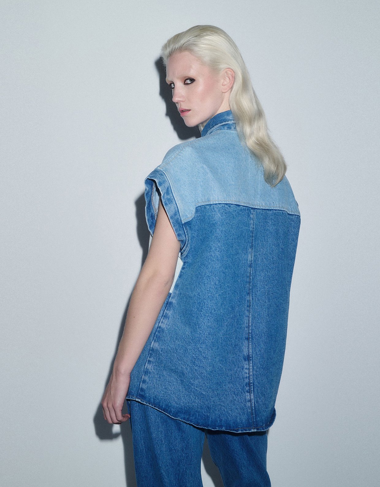 Combos Knitwear Denim gillet