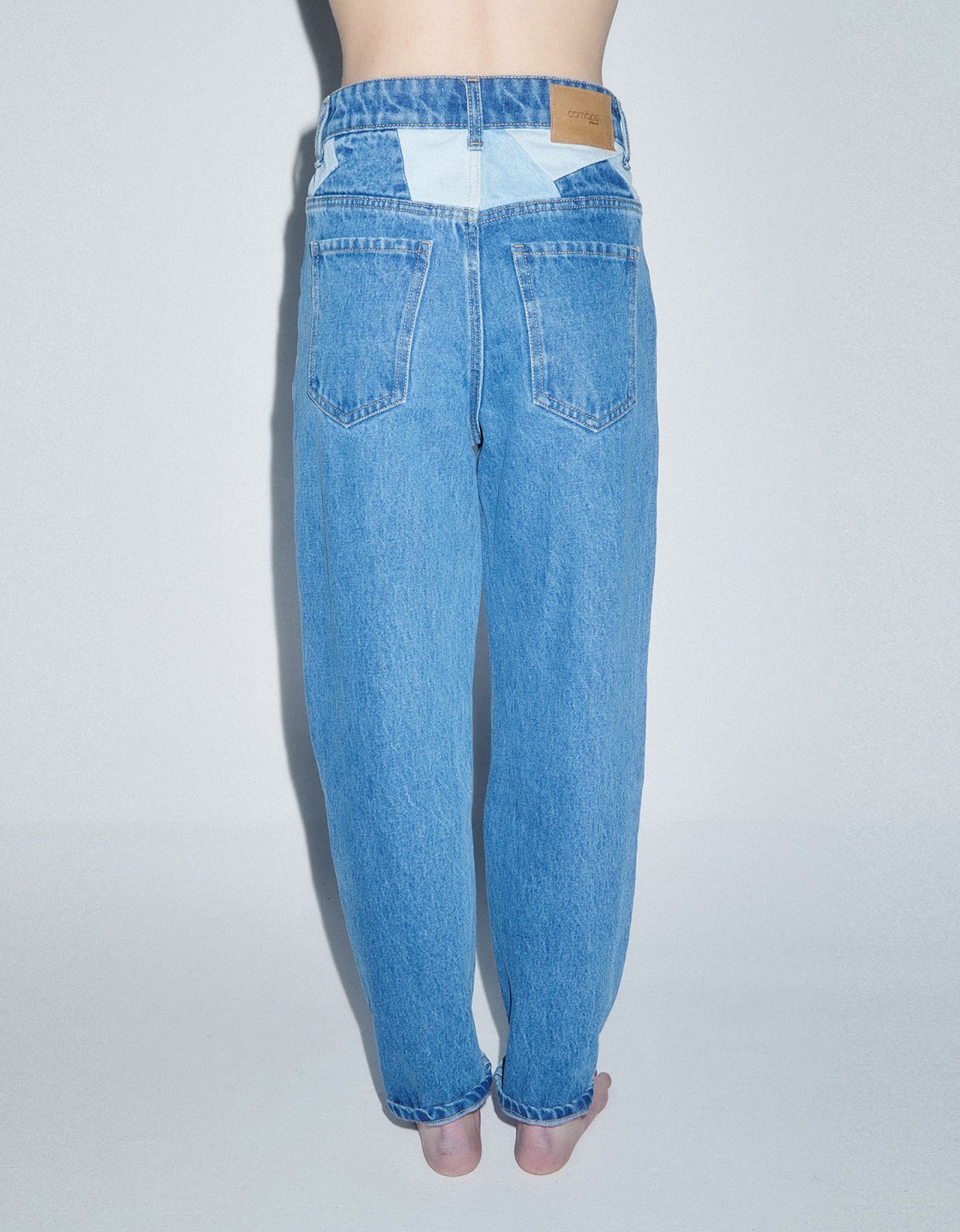 Combos Knitwear Denim patchwork pants blue