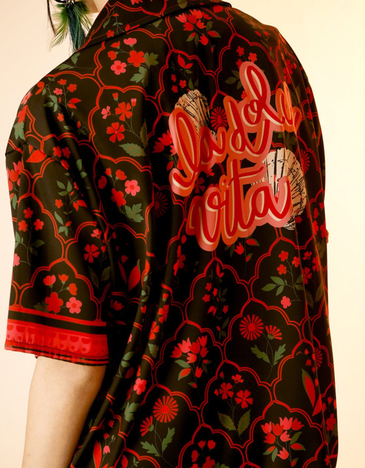 Bee Me Diana oversized printed shirt red