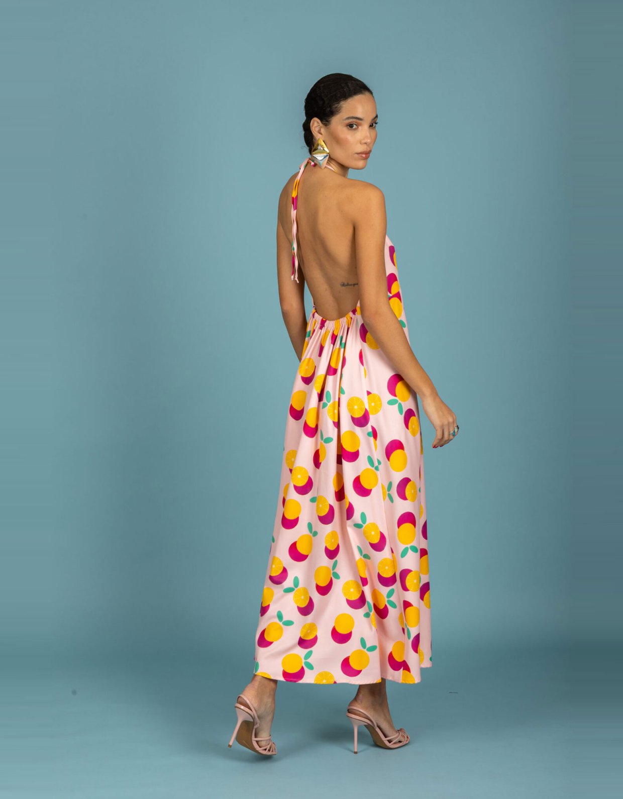 Chaton Diego open back dress pink