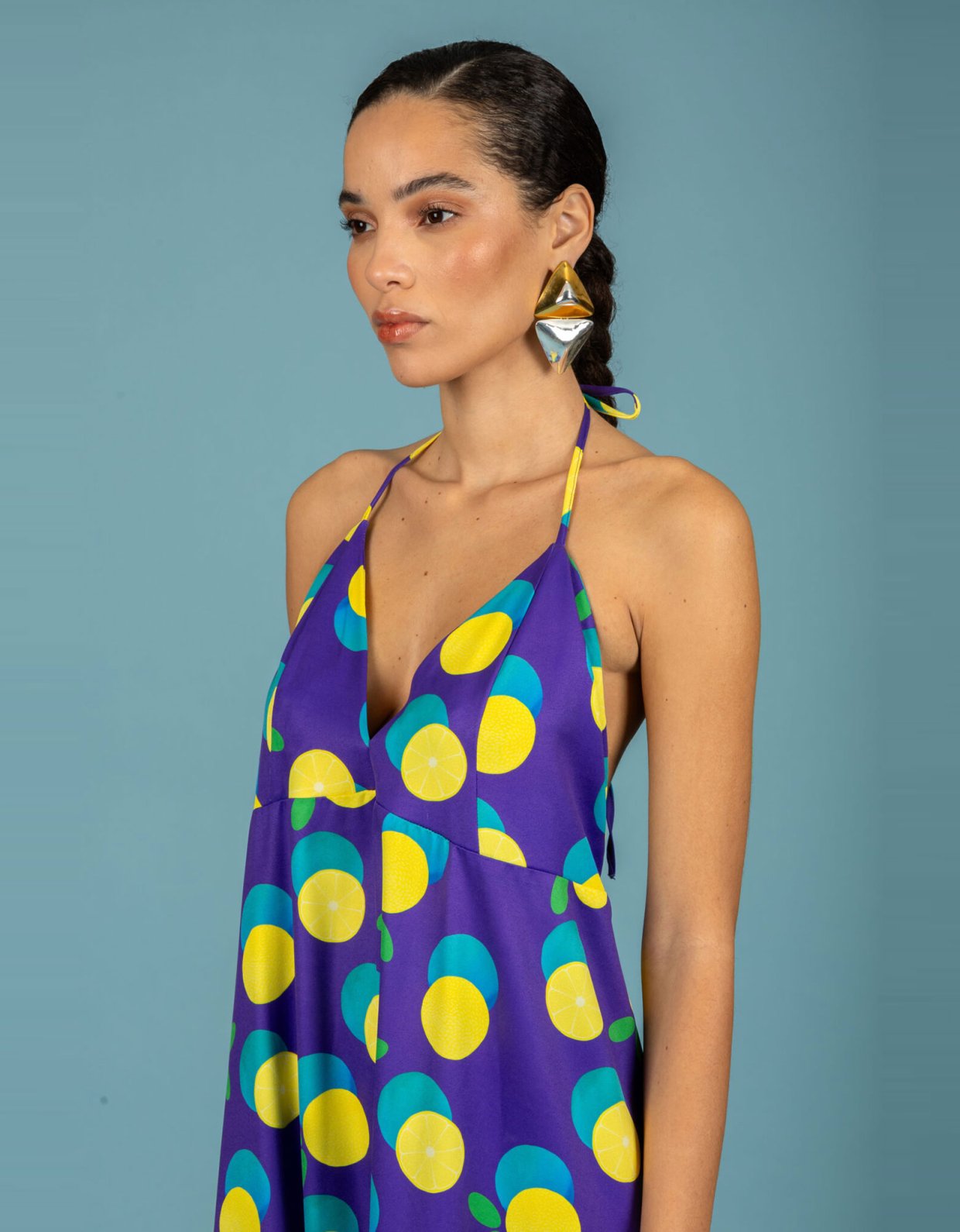 Chaton Diego open back dress purple