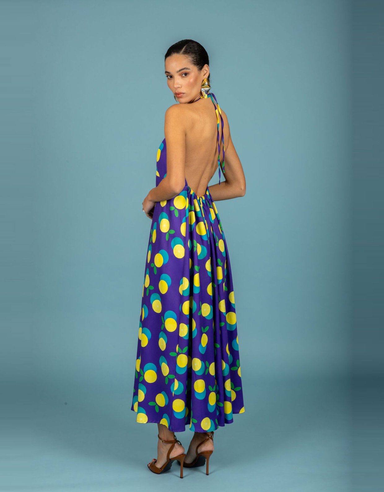 Chaton Diego open back dress purple