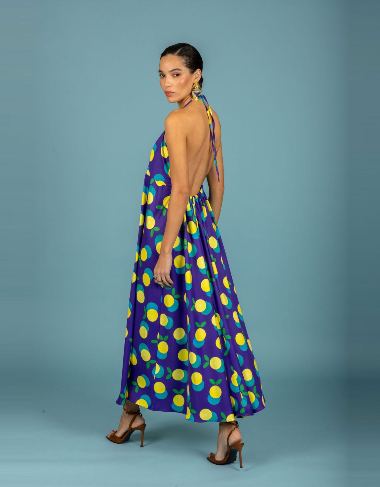 Chaton Diego open back dress purple