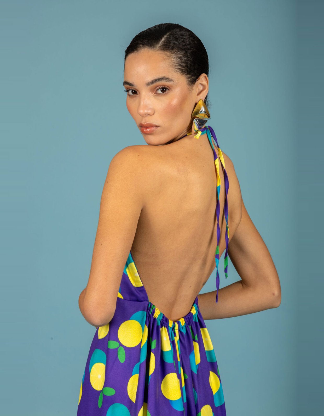 Chaton Diego open back dress purple