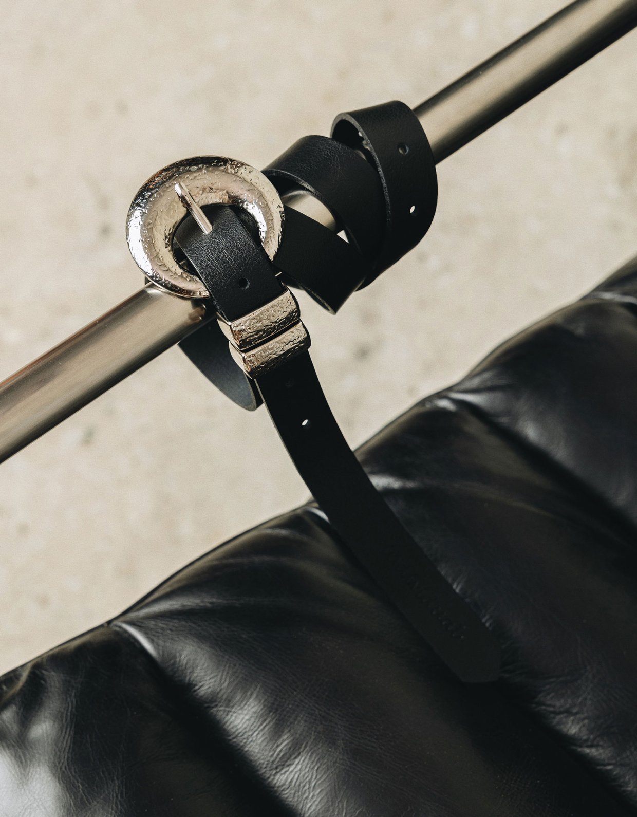 Individual Art Leather Double vision leather belt black nickel