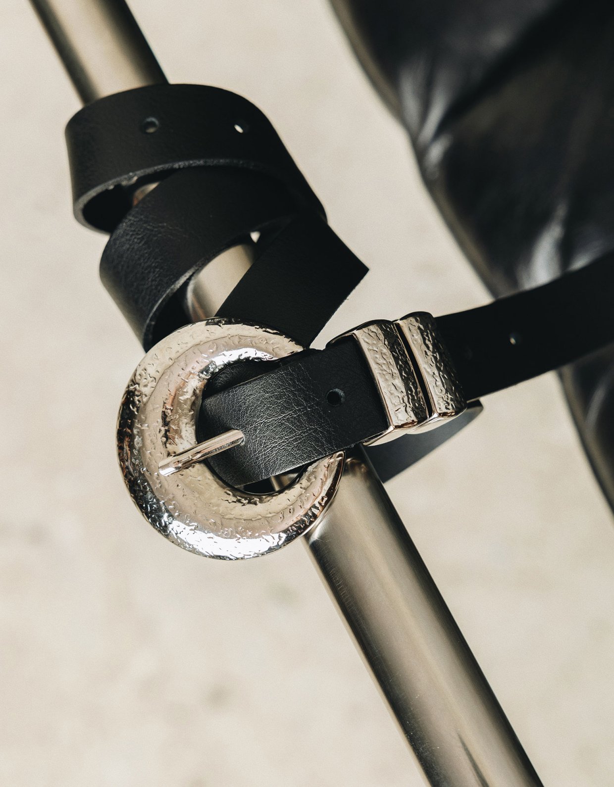 Individual Art Leather Double vision leather belt black nickel