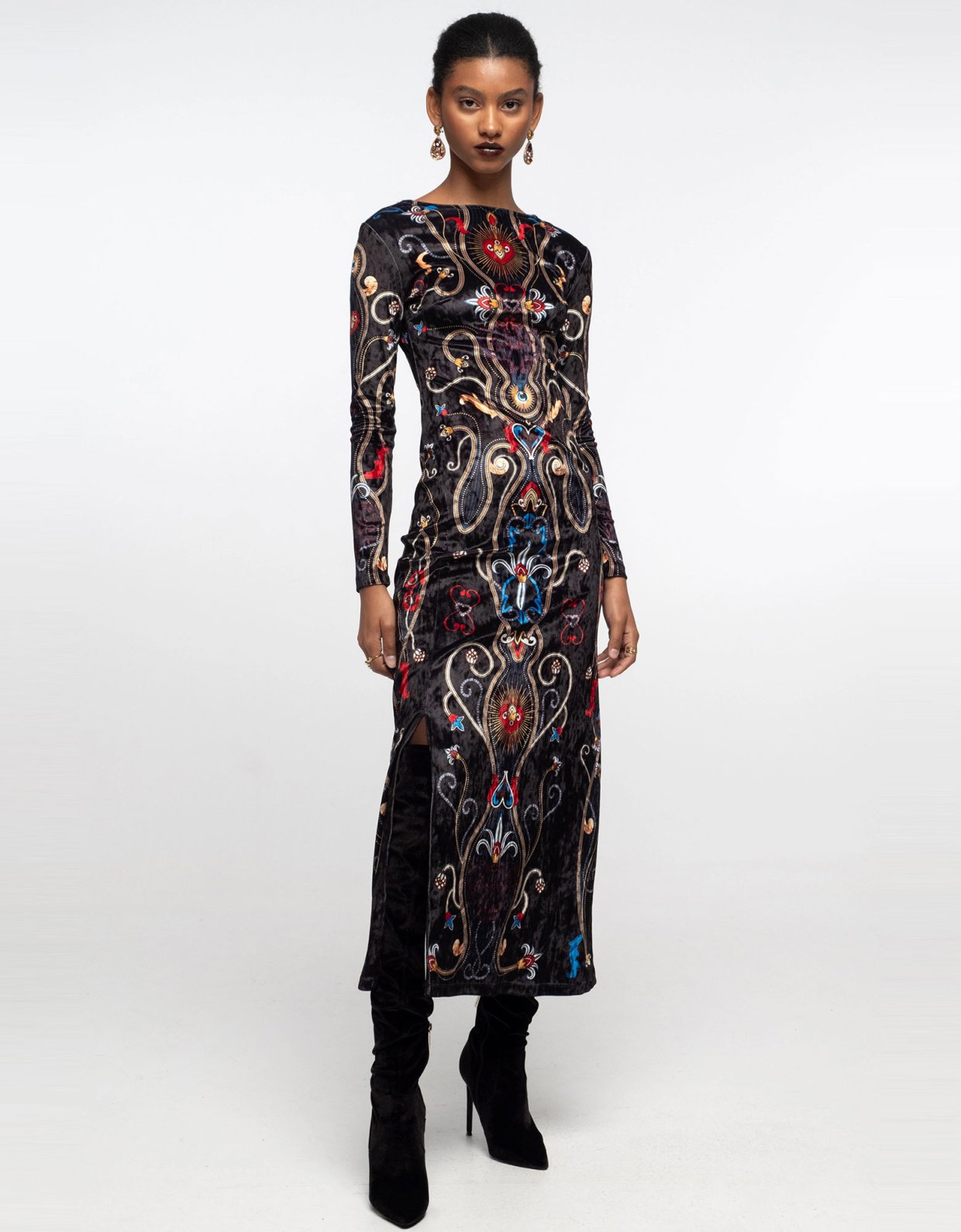 Peace and Chaos Dusk slit dress velvet