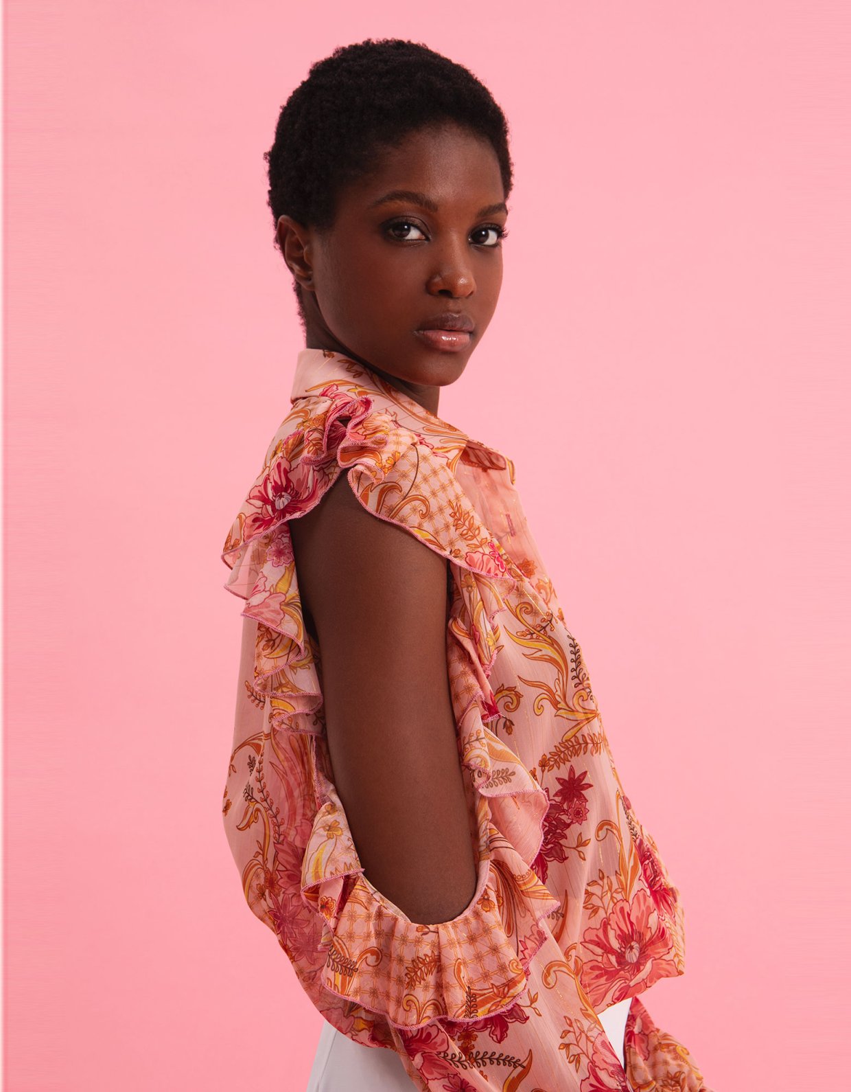 Eveleya Dusty pink shirt with gold details
