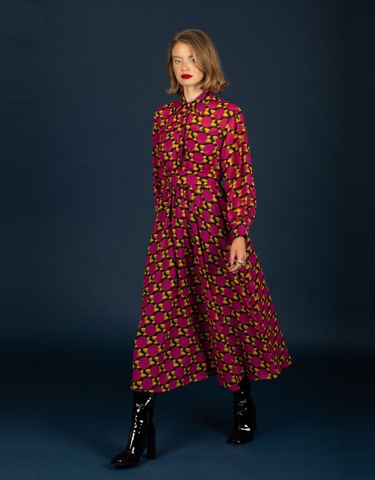 Chaton Dylan chiffon dress magenta