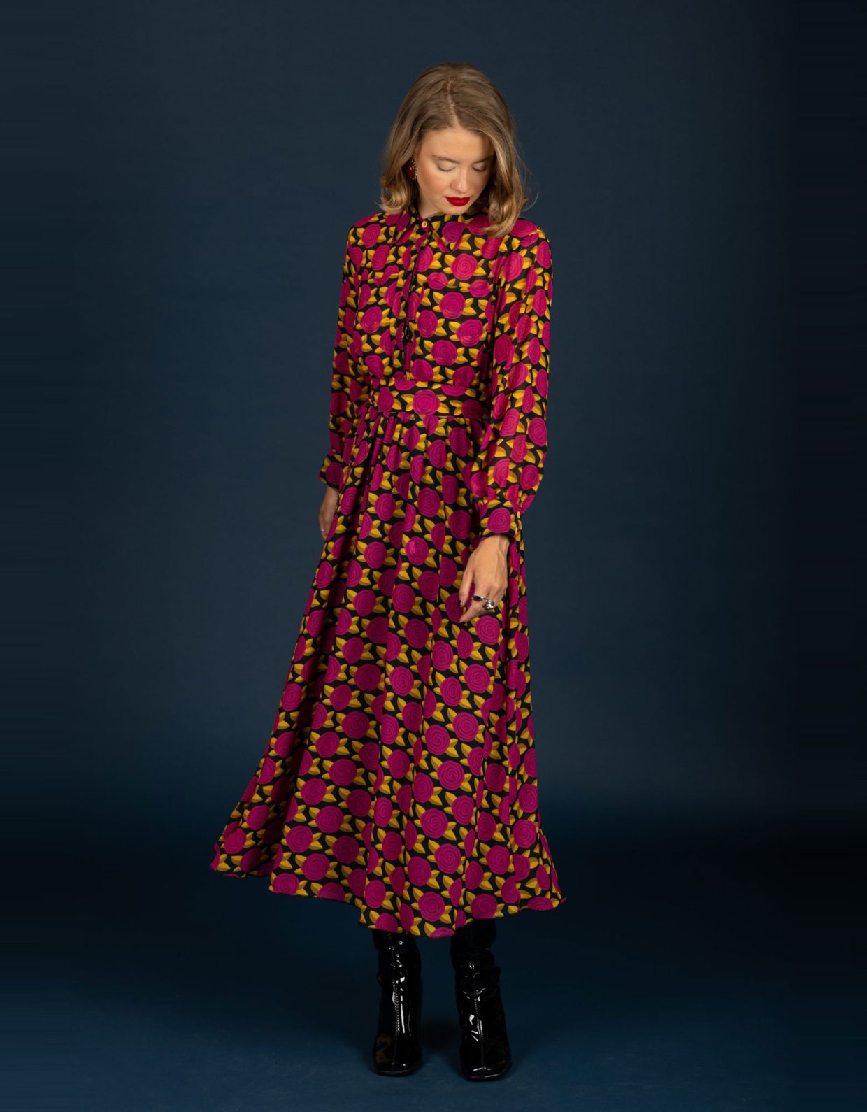 Chaton Dylan chiffon dress magenta