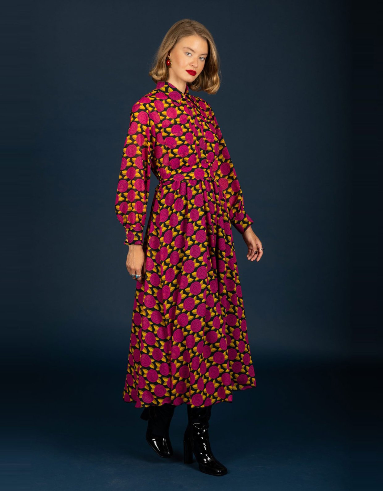 Chaton Dylan chiffon dress magenta