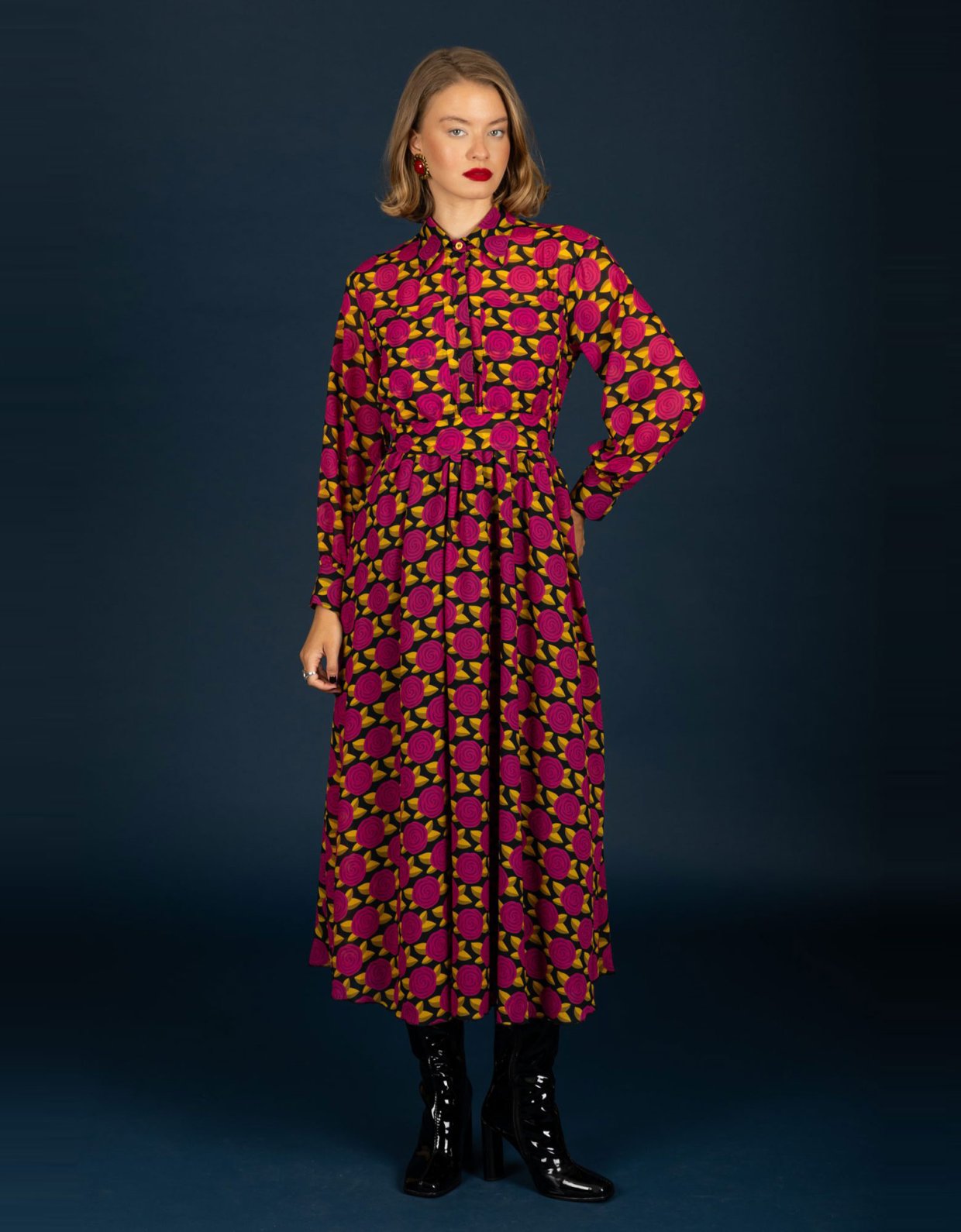 Chaton Dylan chiffon dress magenta