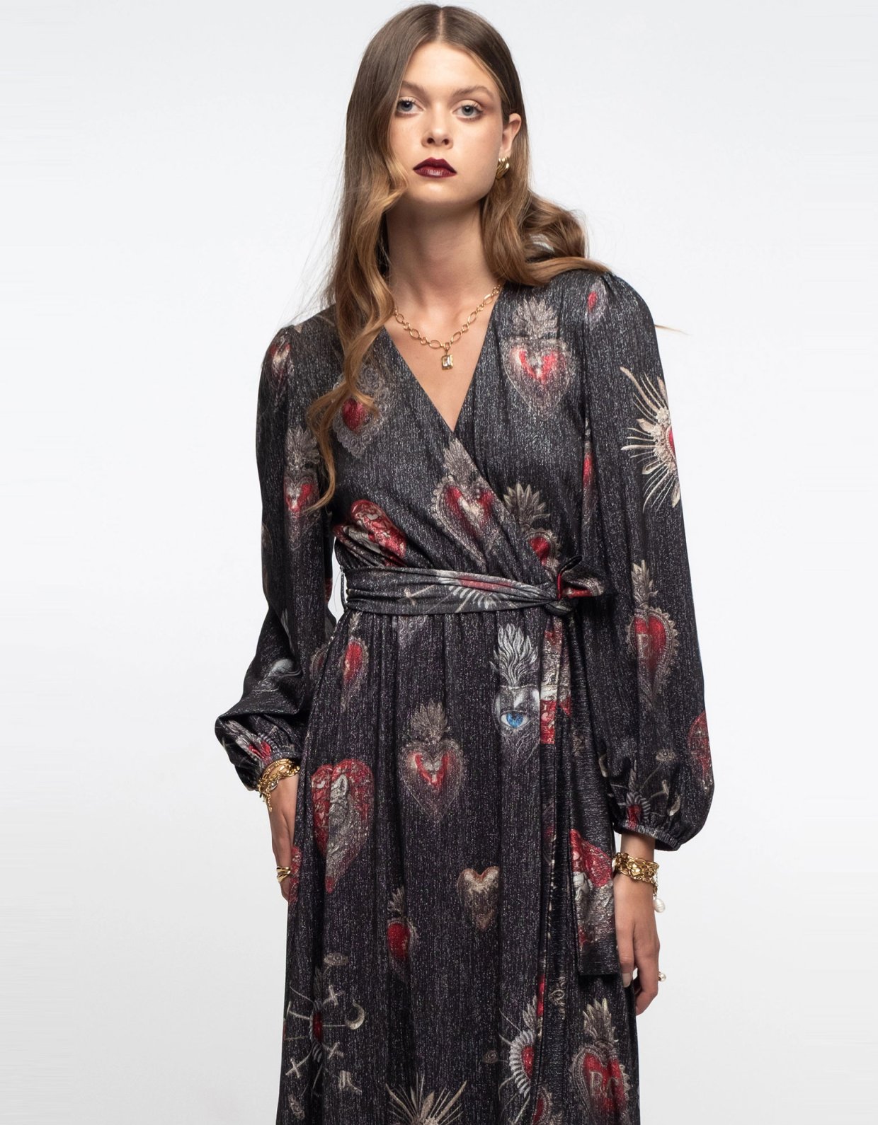 Peace and Chaos Elisium lurex wrap dress